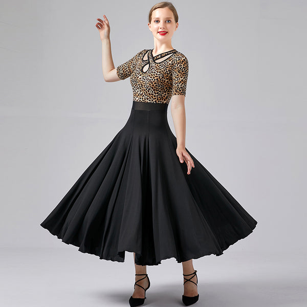 midi ballroom dress for women Womens Flared Long V Neck Short Sleeve Ballroom Dress – DANCEYM
