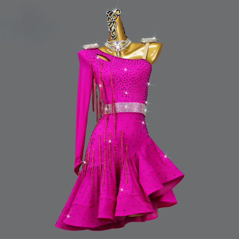 Customized Rose Red Latin Dance Dress