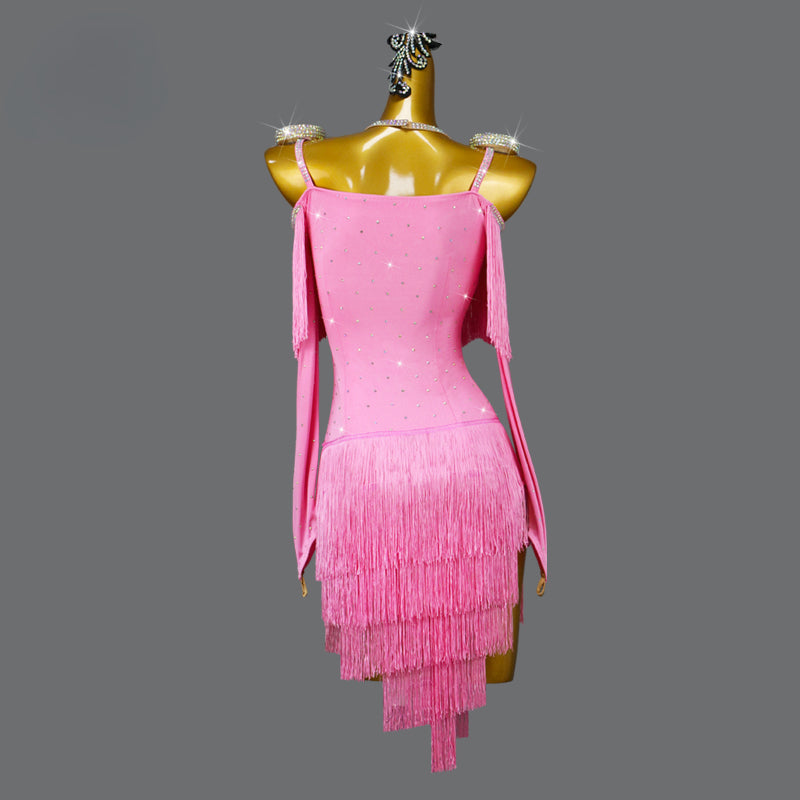 Customized Pink Slip Latin Dance Dress