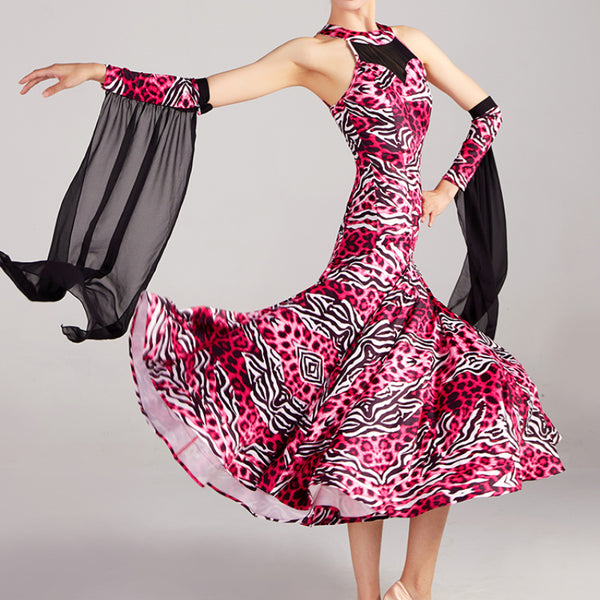 Sleeveless Print Ballroom Dance Dress