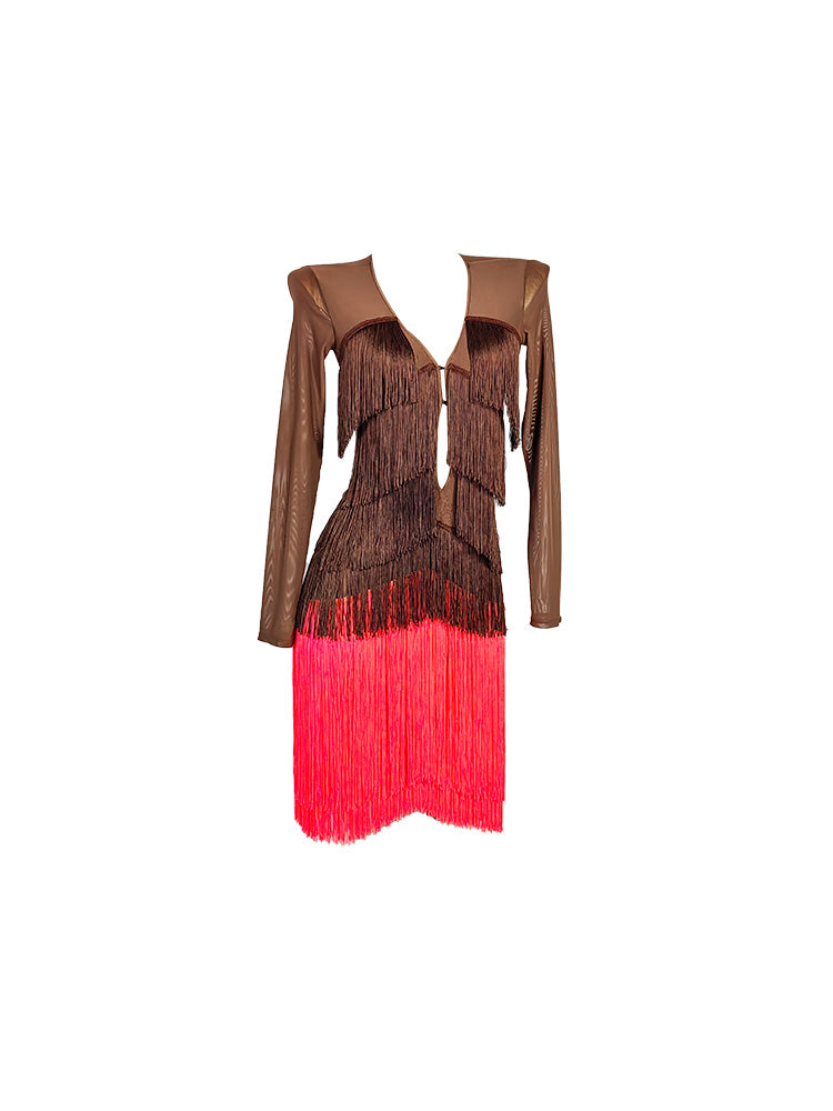 Tassel Patchwork Latin Dance Dress