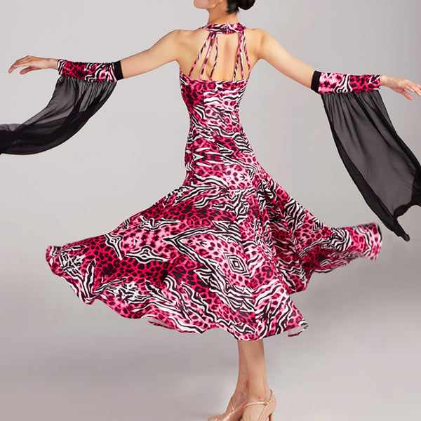 Sleeveless Print Ballroom Dance Dress