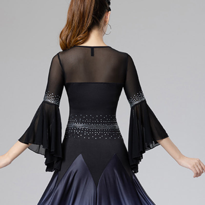 Women Patchwork Gradient Long Sleeve Ballroom Dance Dress DANCEYM Women Patchwork Gradient Long Sleeve Ballroom Dance Dress DANCEYM
