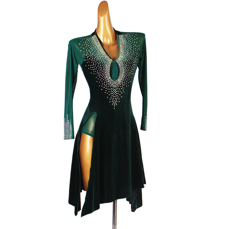 green emerald velvet dress Green Lyrical Dance Costume, Adult X-Small – avenueBLUEdesigns main image 0