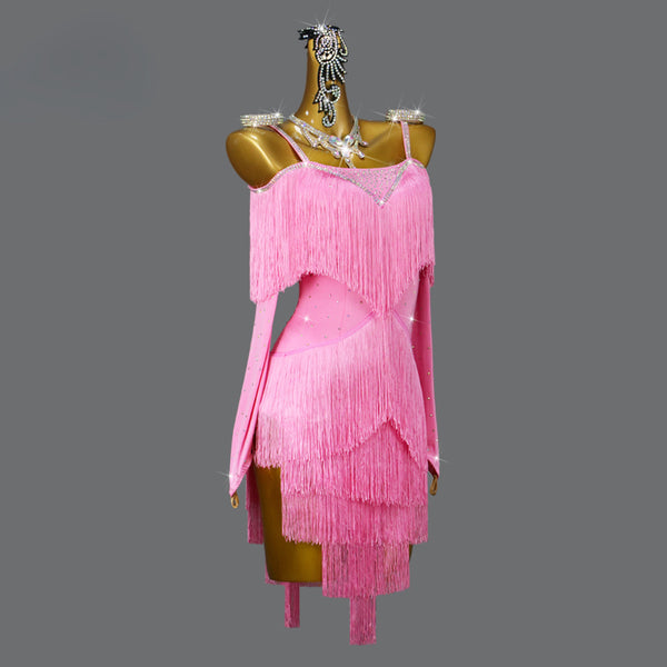 Customized Pink Slip Latin Dance Dress