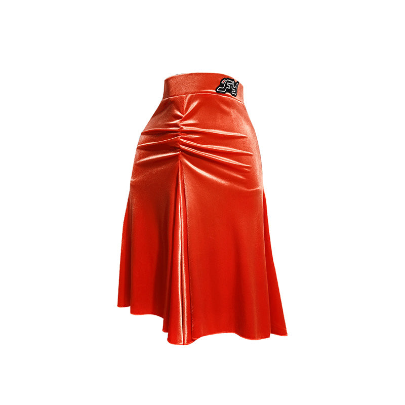 Slit Shirring Latin Dance Skirt