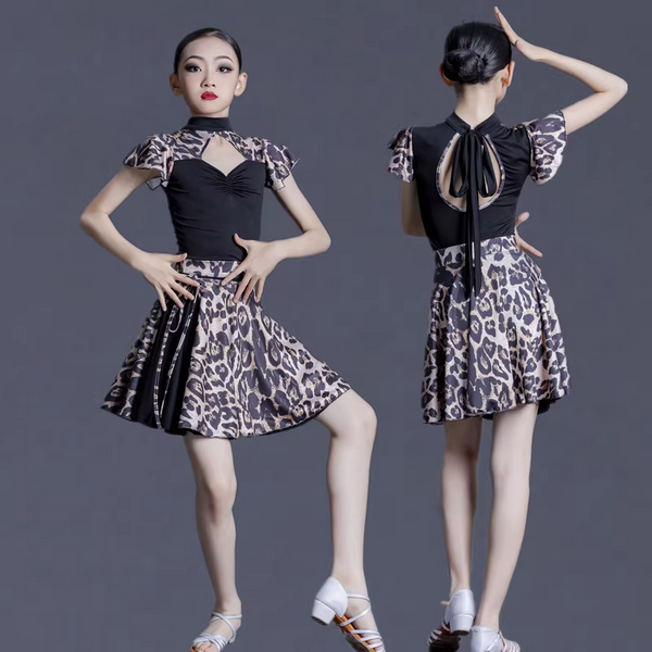 Girls Leopard Latin Dance Dress