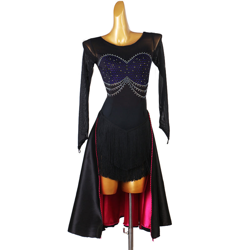 Women Long Sleeve Irregular Diamond Encrusted Latin Dance Dress Performance Dancewear DANCEYM Women Long Sleeve Irregular Diamond Encrusted Latin Dance Dress Performance Dancewear DANCEYM