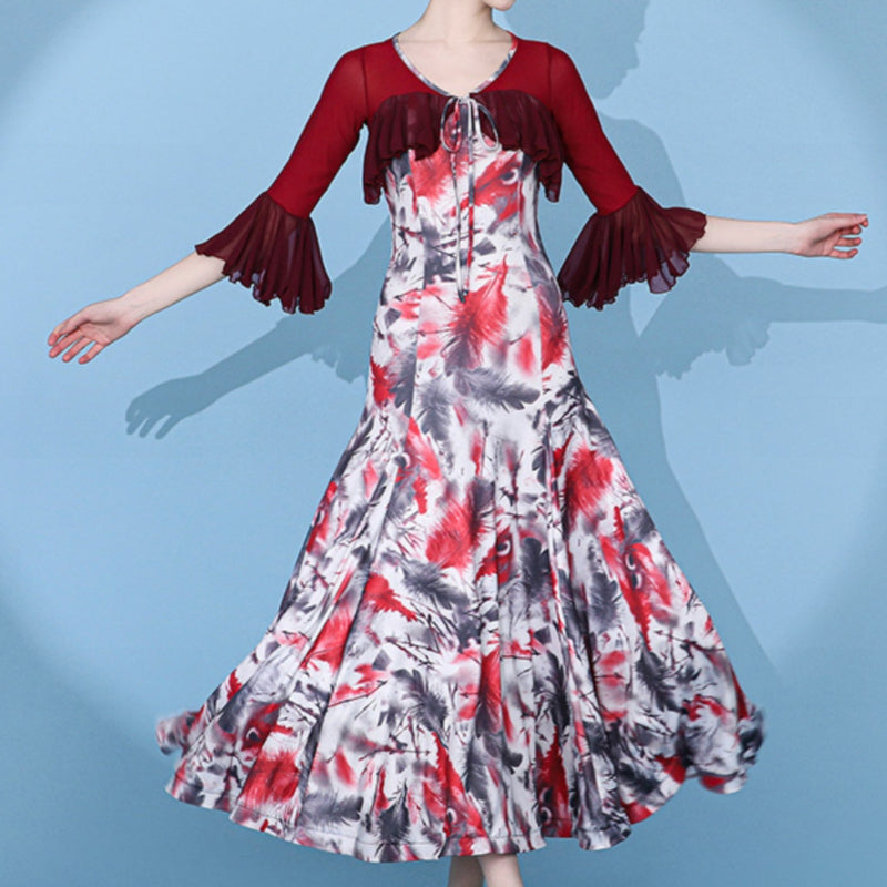 Printed Patchwork Ballroom Dance Dress