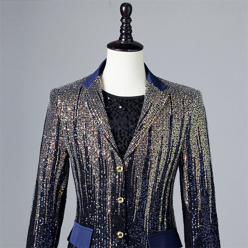 Personalizable Men's Sequin Single-Breasted Tuxedo