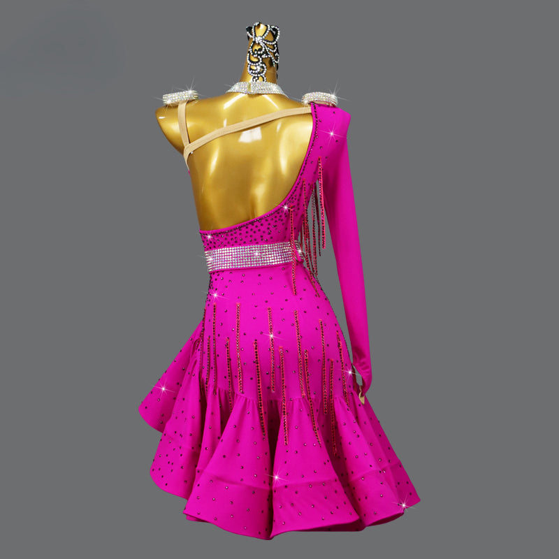 Customized Rose Red Latin Dance Dress