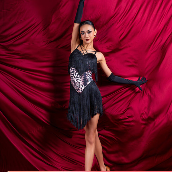 Leopard Tassel Latin Dance Dress