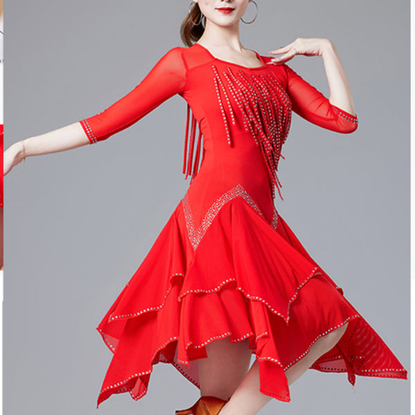 Tassel Irregular Latin Dance Dress
