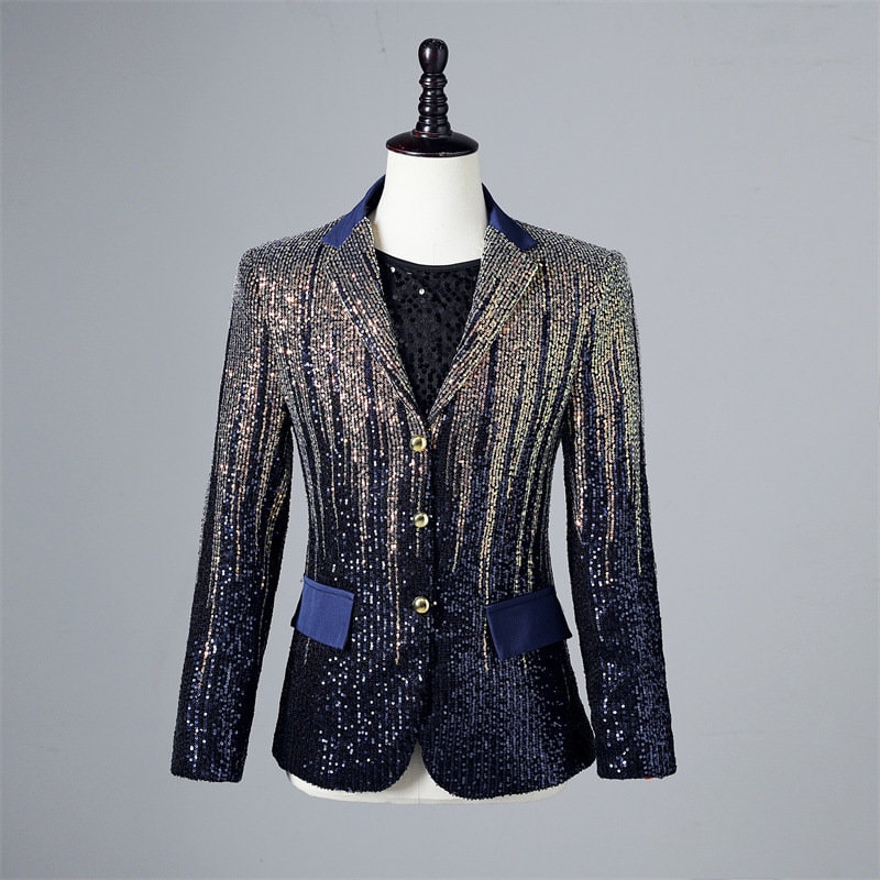 Personalizable Men's Sequin Single-Breasted Tuxedo