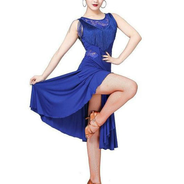 Midi Knee-Length Latin Dress with Tassels