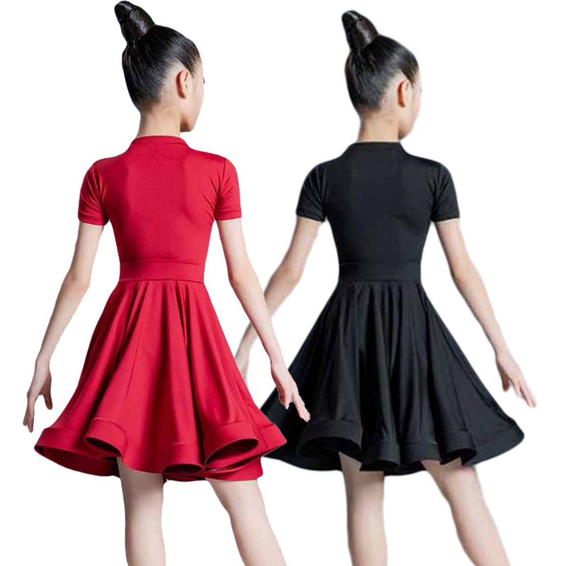 Latin Dansjurk Dames Met Ruches En Hoge Kraag - Ballroom Salsa Tango Kostuum