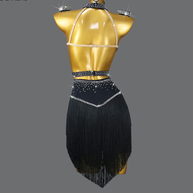 Customized Latin Competition Rhinestone Dance Dress