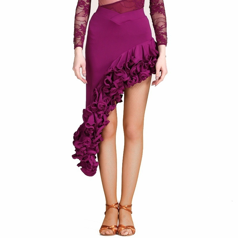 Wrap Short Latin Skirt with Ruffles-purple