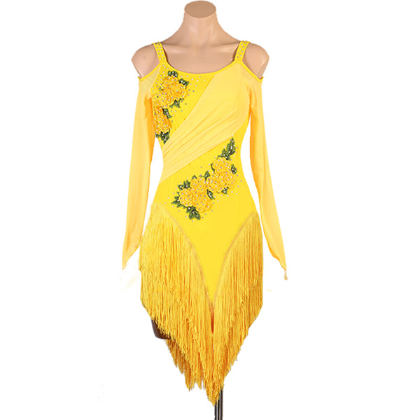 Flower Embroidery Latin Dance Dress
