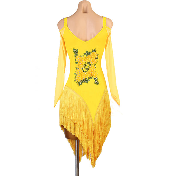 Flower Embroidery Latin Dance Dress
