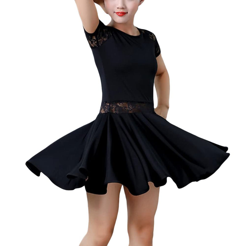 short sleeve dance dress YM YOUMU Girls Latin Dance Dress Short Sleeve for Ballroom Salsa Practice