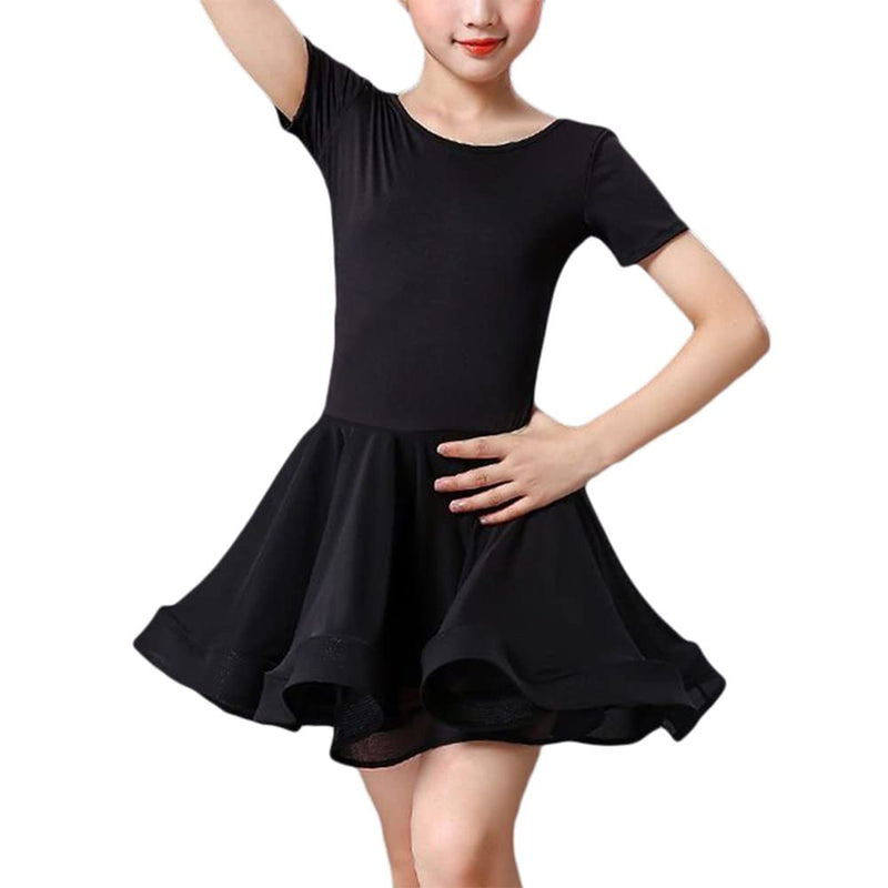 Girl Short Sleeve Latin Dance Dress Dancewear Ballroom Performance Costumes