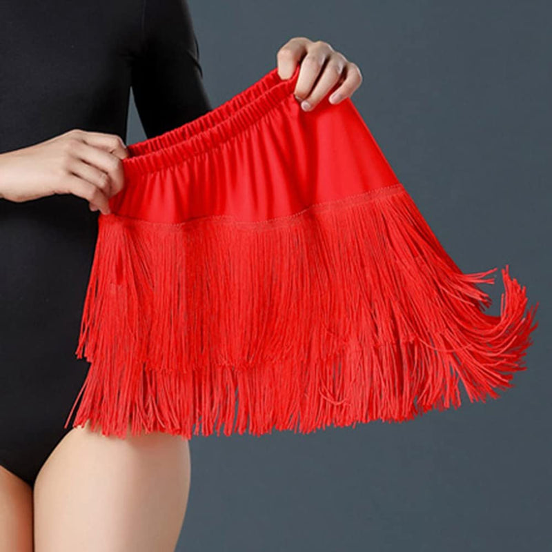 thumbnail image 2 of BK FASO Girls Kids Fringe Dance Hip Skirt Mini Layered Tassel Swing Skirt Latin Ballroom Tango Performance, Black, 4-5T 2 of 13