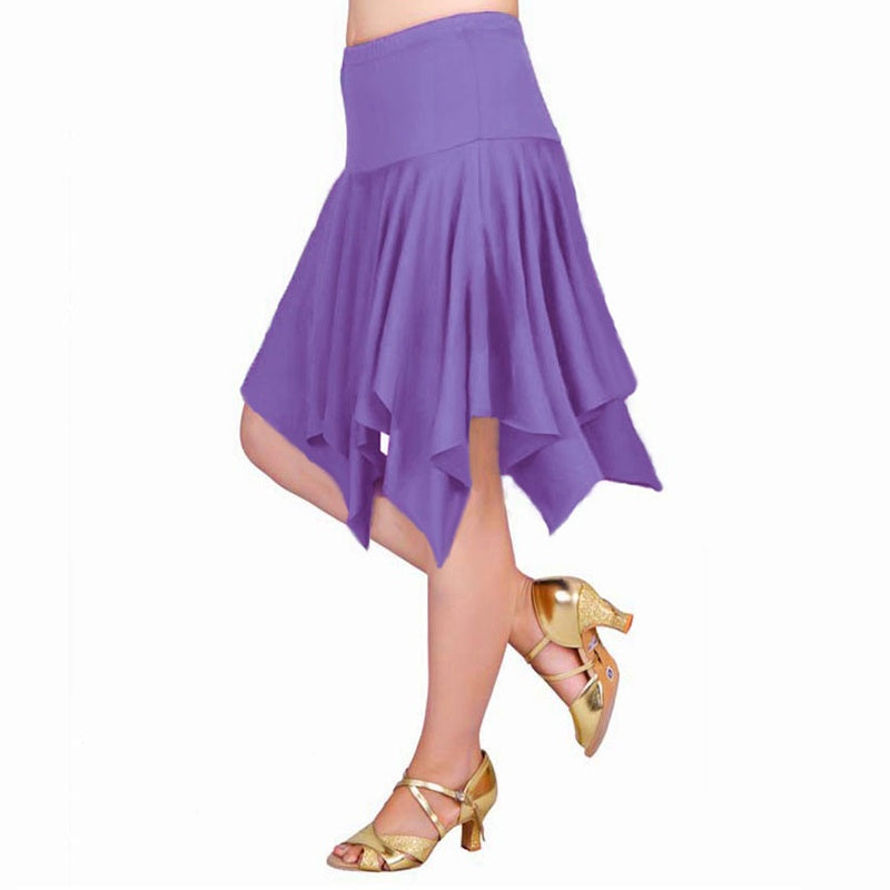Pleated Asymmetric Latin Dance Skirt