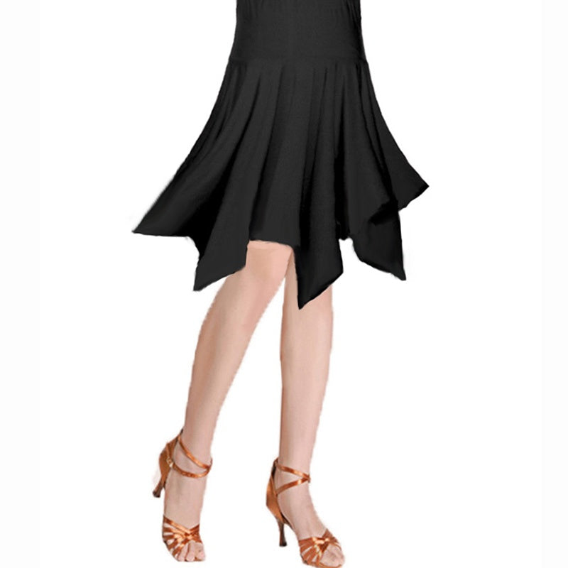 Pleated Asymmetric Latin Dance Skirt