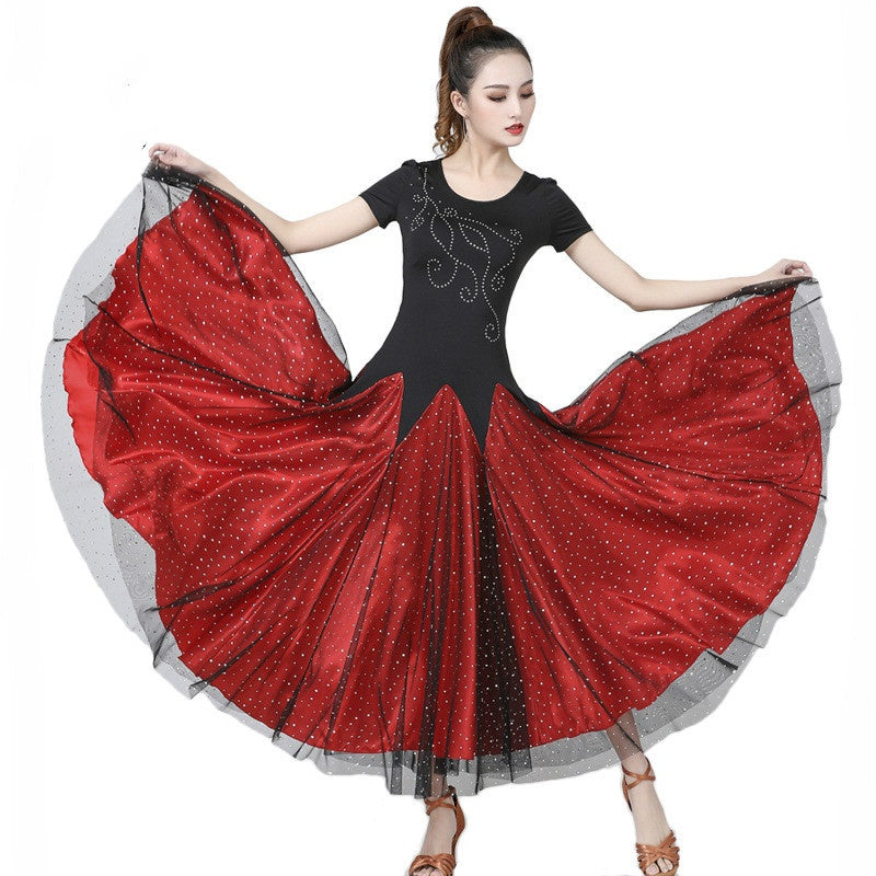 Women Mesh Dancewear Ballroom Dance Dress Waltz Modern Tango Sequin Swing Practice DANCEYM Women Mesh Dancewear Ballroom Dance Dress Waltz Modern Tango Sequin Swing Practice DANCEYM