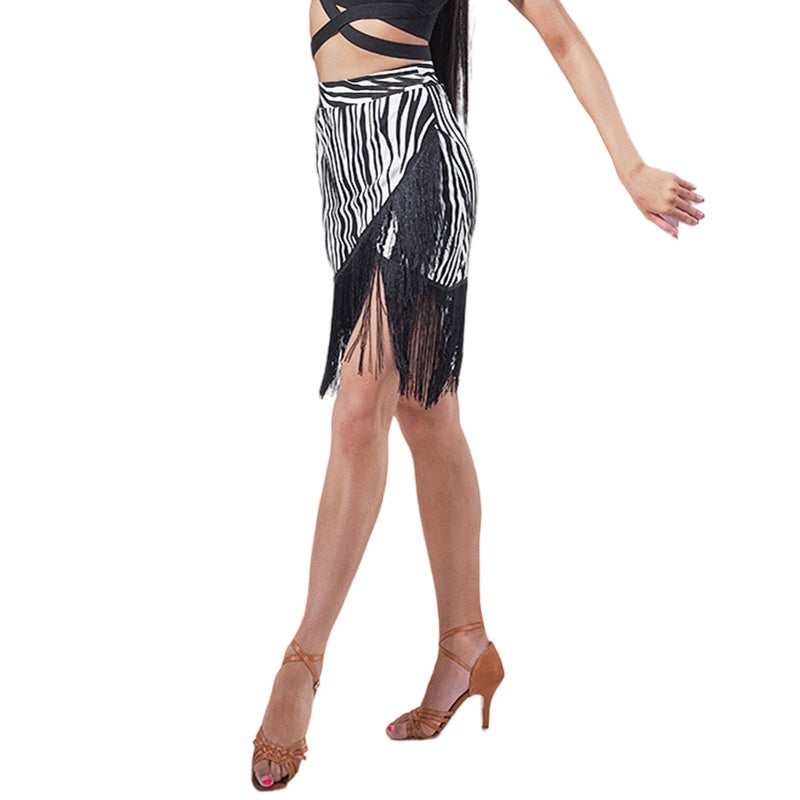 Asymmetric Fringe Tassel Latin Dance Skirt