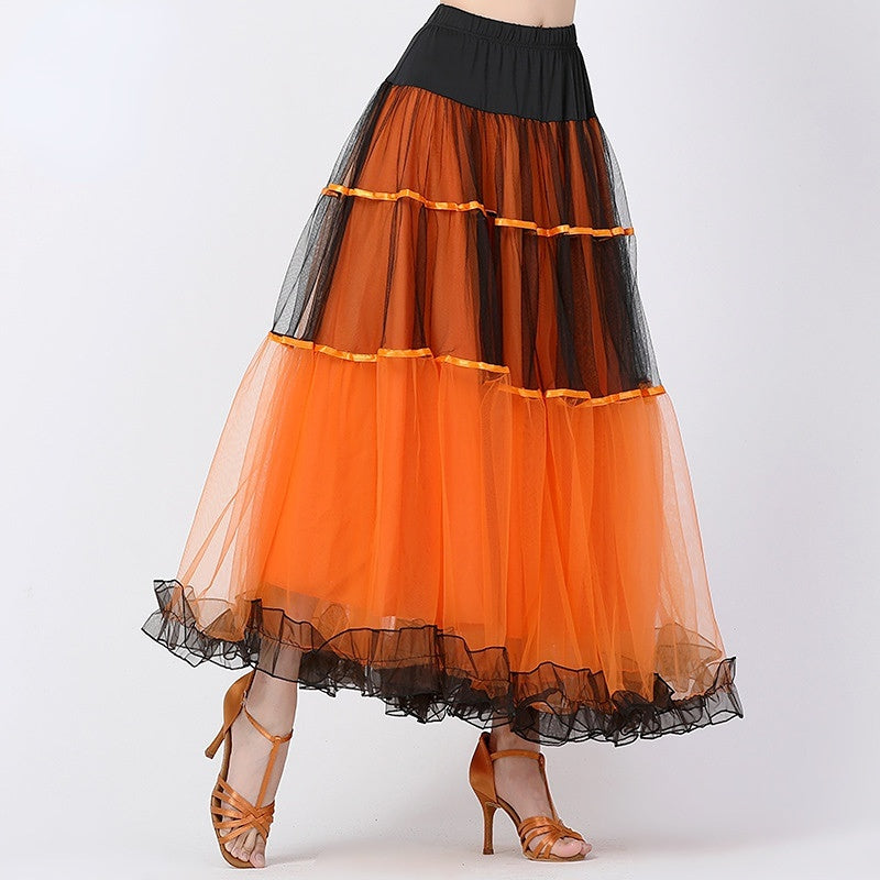 Ruffle Tulle Ballroom Dance Skirt
