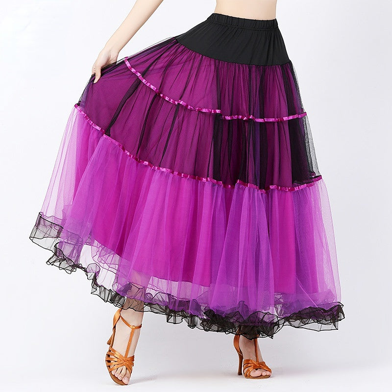 Ruffle Tulle Ballroom Dance Skirt