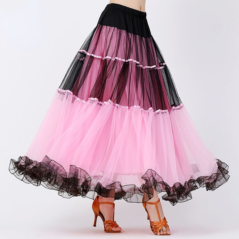 Ruffle Tulle Ballroom Dance Skirt