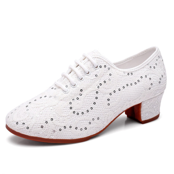 Lace Sequins Ballroom Dance Shoes