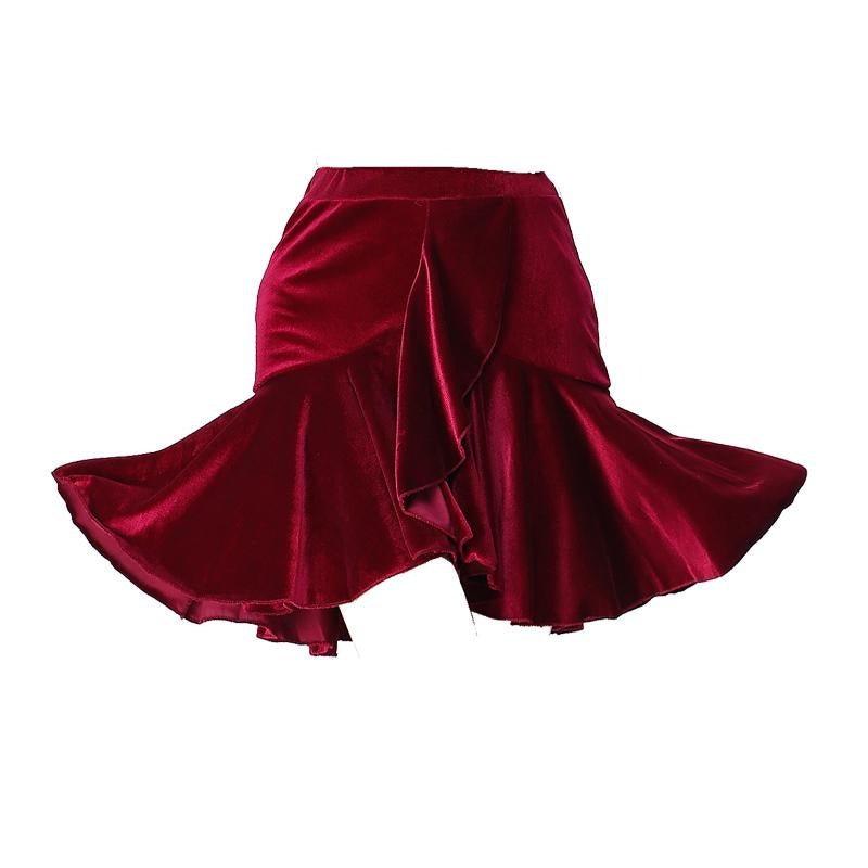 Velvet Ruffle Latin Dance Skirt