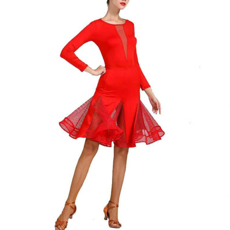 A-Line Round Neck Long Sleeve Dress (Leotard+ Skirt)