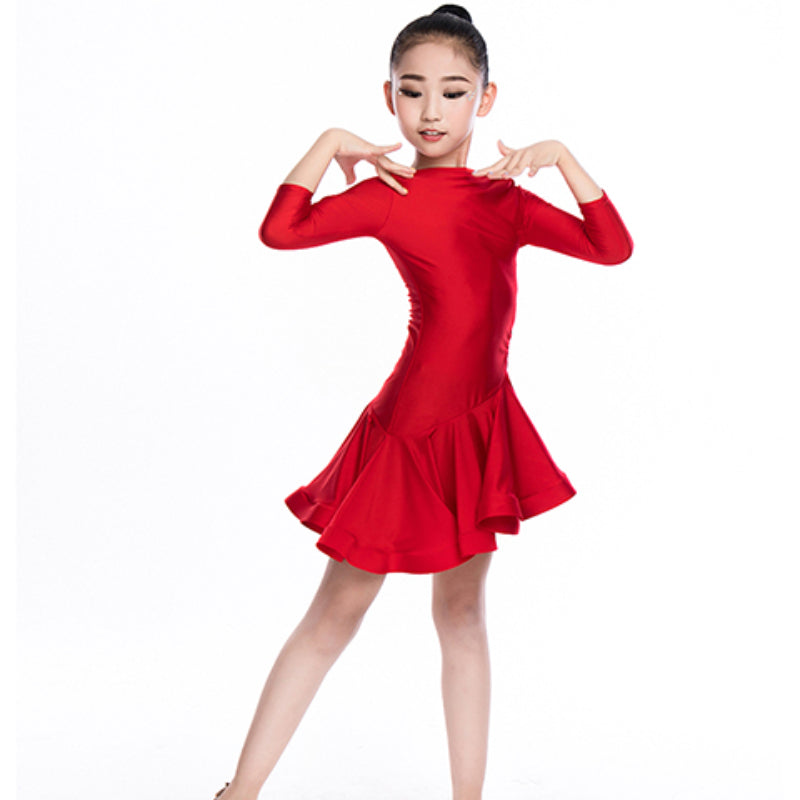 Girls Asymmetry Latin Dance Dress