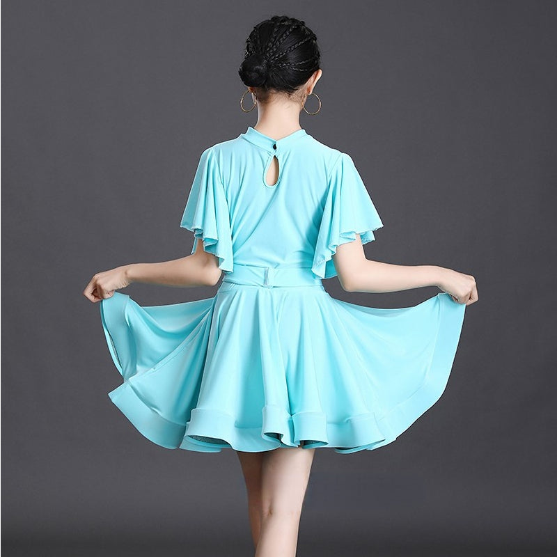 Short Flare Sleeve Latin Dance Dress