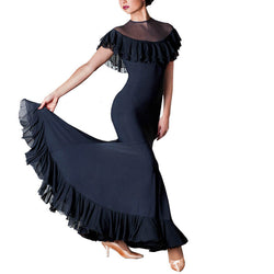 A-Line High Neck Short Sleeve Ballroom Dress