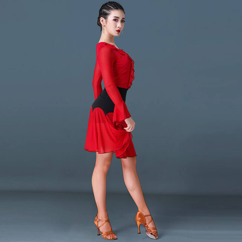 A-Line Knee-Length Patchwork Latin Dress
