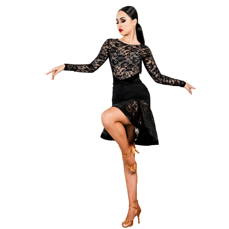 A-Line Lace Latin Knee-Length Dress  