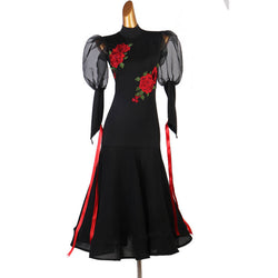 A-Line Long Floral Embroidery Ballroom Dress