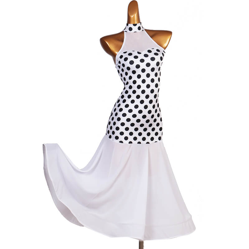 A-Line Long Polka Dot Ballroom Dance Dress