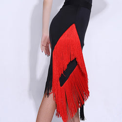 A-Line Chic Latin Skirt with Tassels