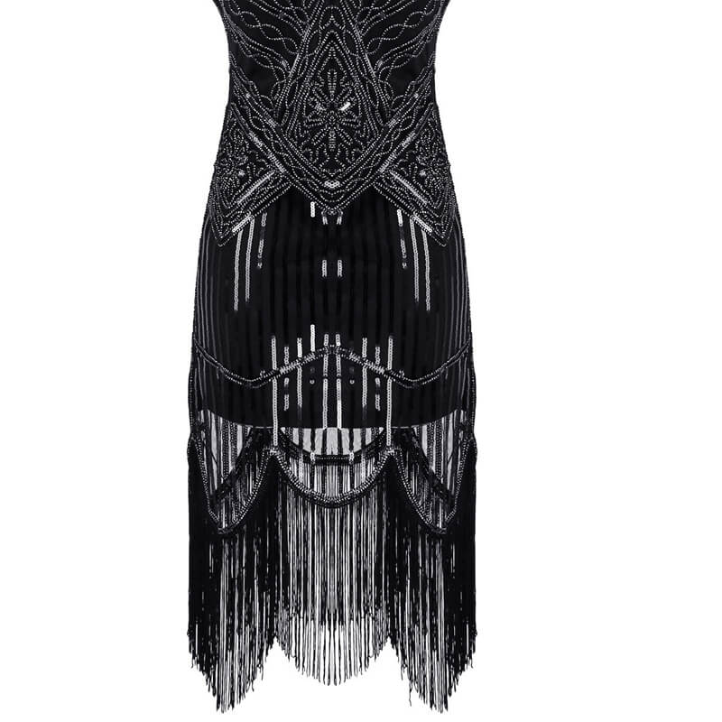 Womens A-Line Knee-Length Sleeveless 1920s Dress with Tassels – DANCEYM
