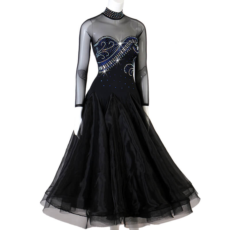  A-Line Long Ballroom Dress with Rhinestones
