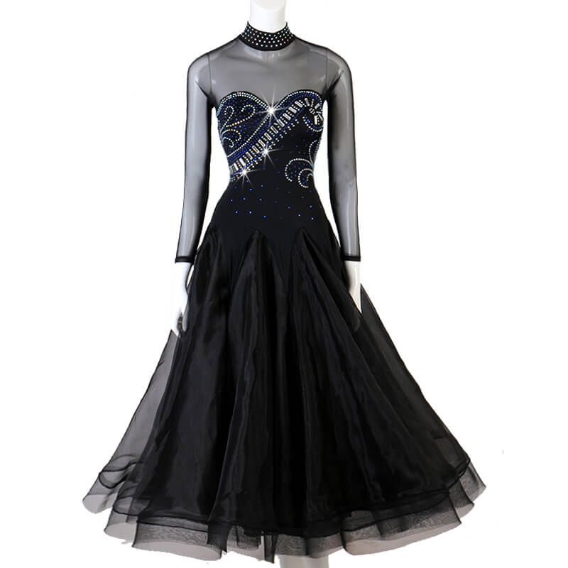 A-Line Long Ballroom Dress with Rhinestones
