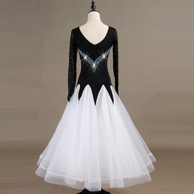A-Line Long Sleeve Jewelled Ballroom Dress