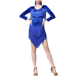 A-Line Long Sleeve Latin Dress with Tassels